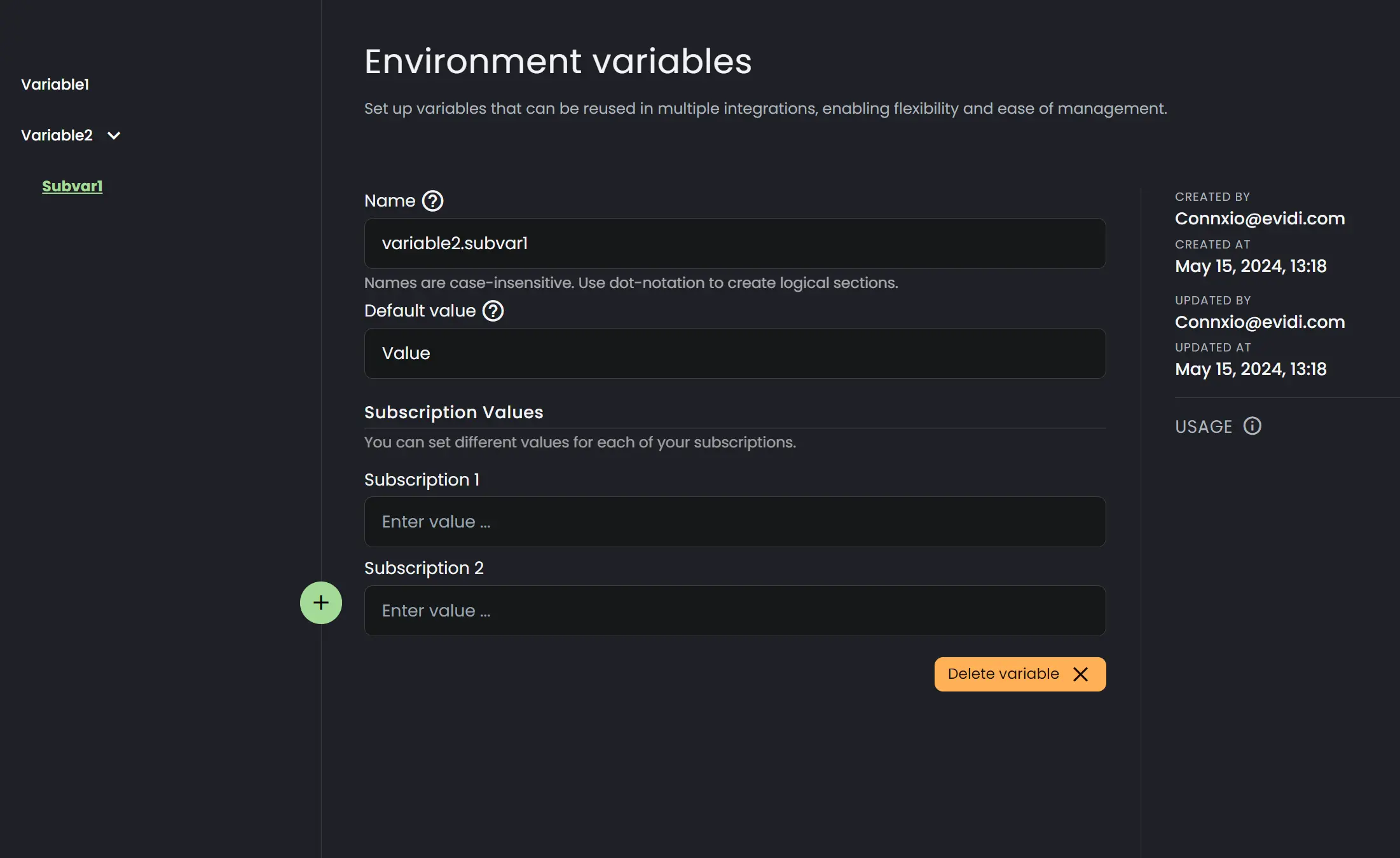 environment variables