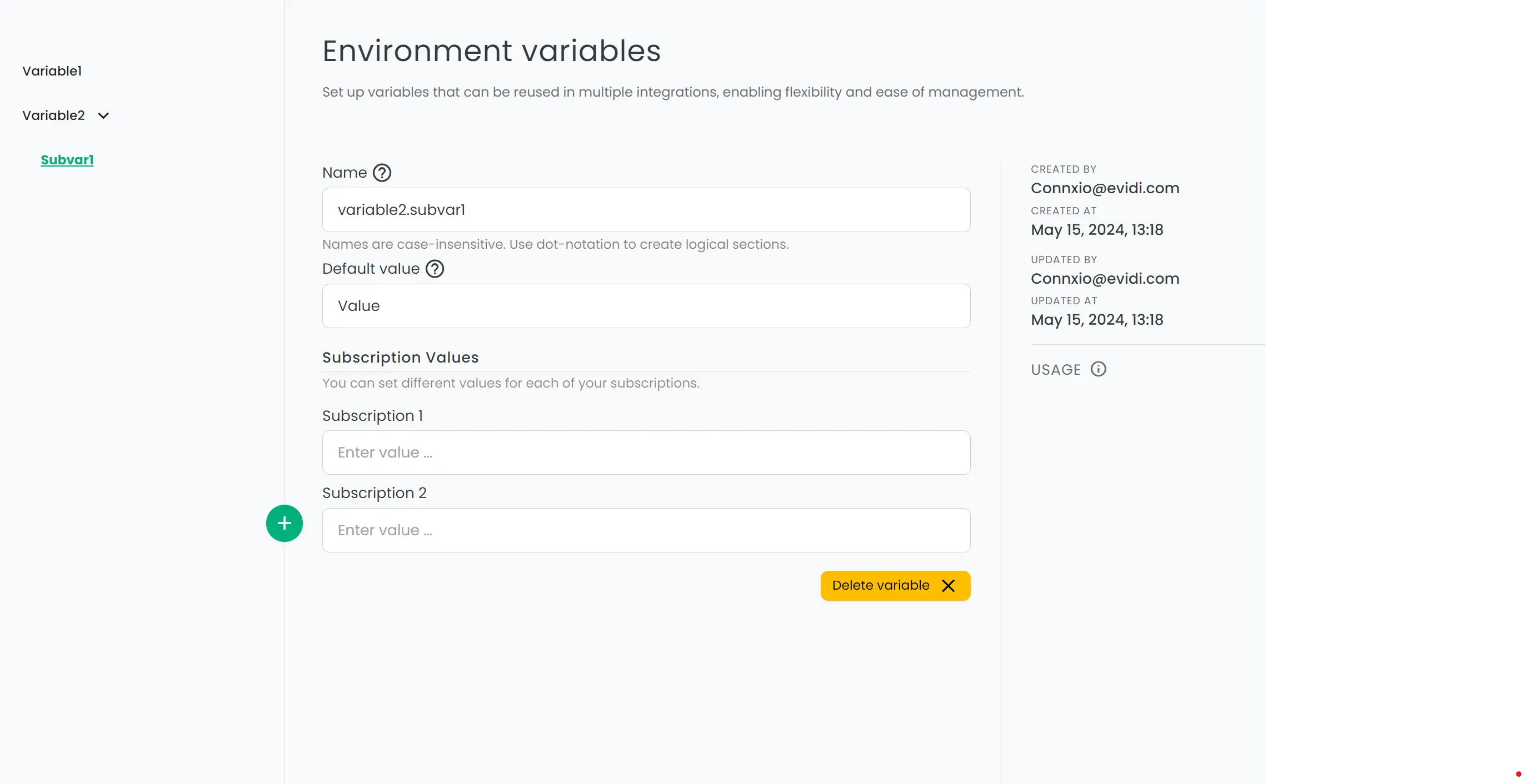 environment variables