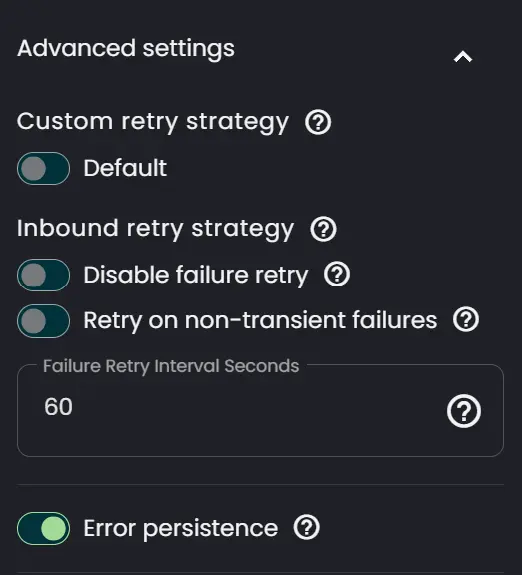 Configuring inbound connection