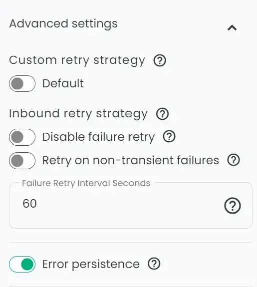 Configuring inbound connection