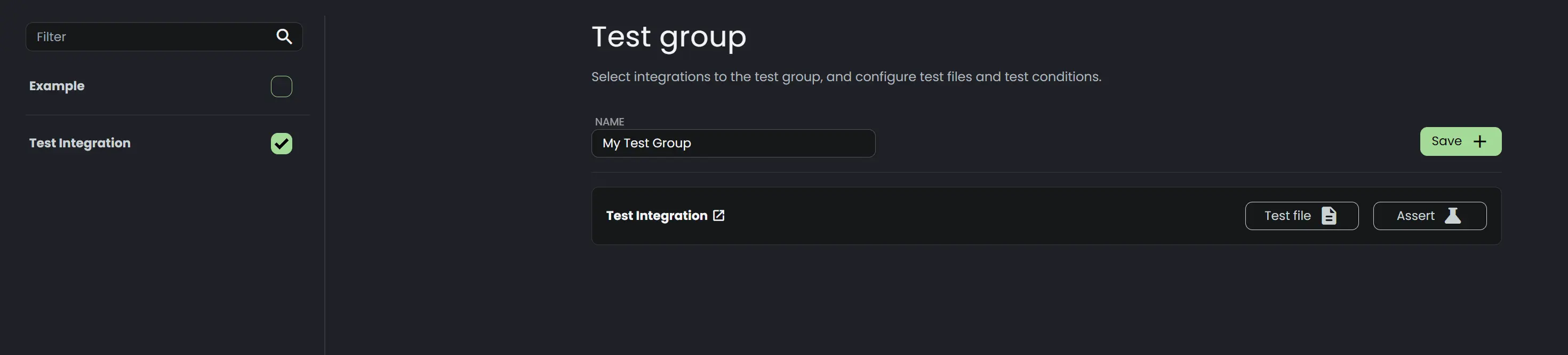 saved test group