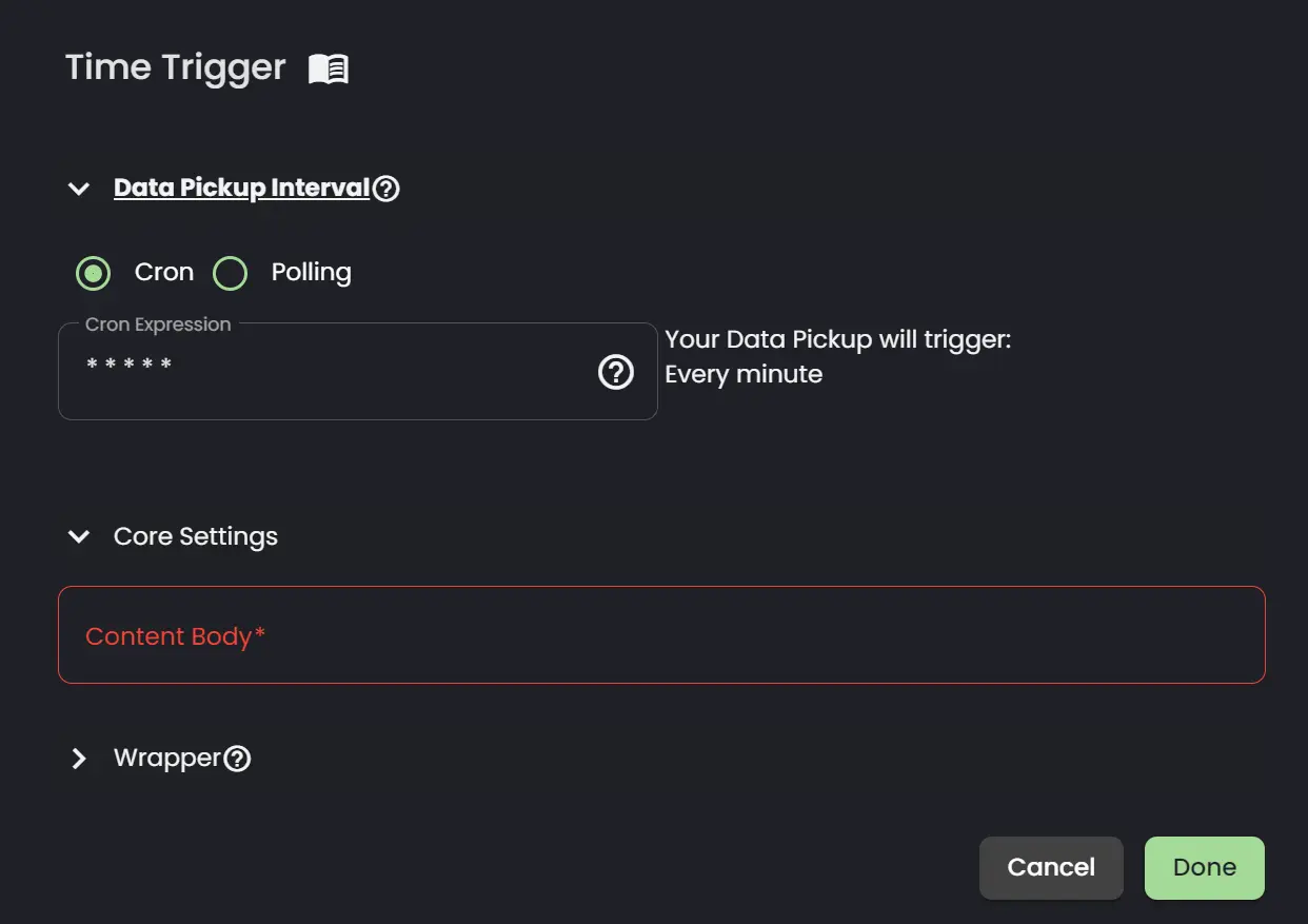 Configuring timer trigger properties